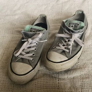 Grey and Mint Polka Dot Converse